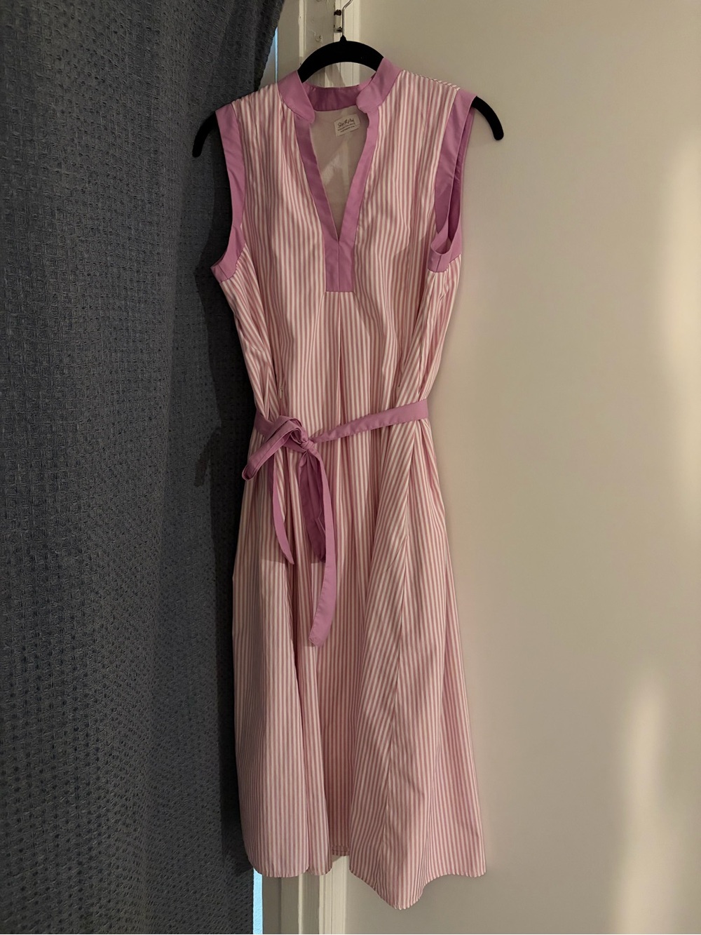 Preppy pink nursing friendly midi dress